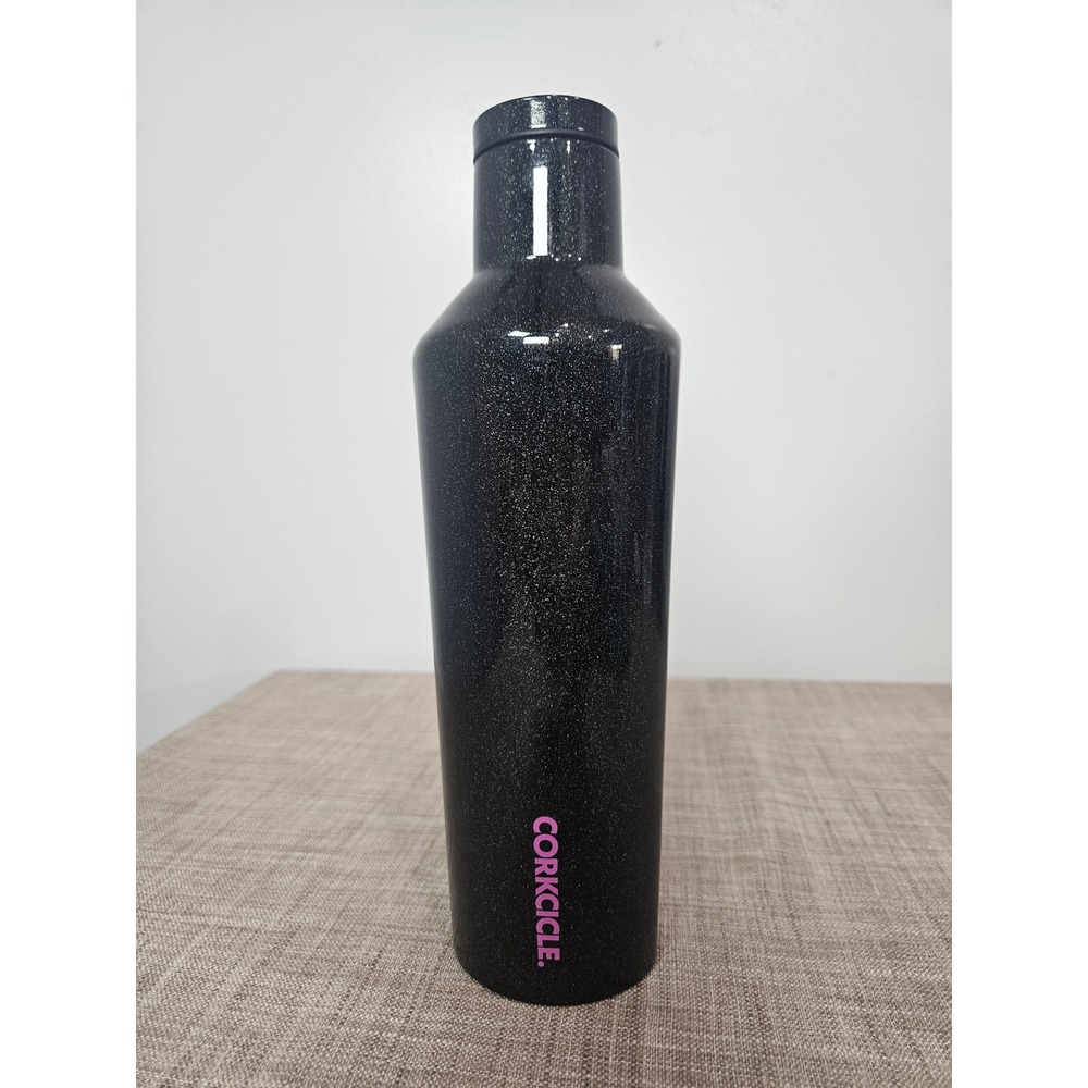 Corkcicle Canteen 16oz Stardust Black Glitter Insulated Stainless Steel Bottle